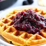 Homemade Cornmeal Waffles with Blackberry Compote photo