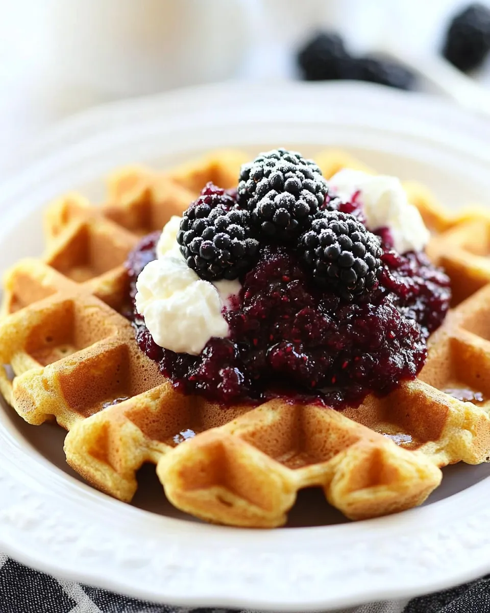 Easy Cornmeal Waffles with Blackberry Compote recipe photo