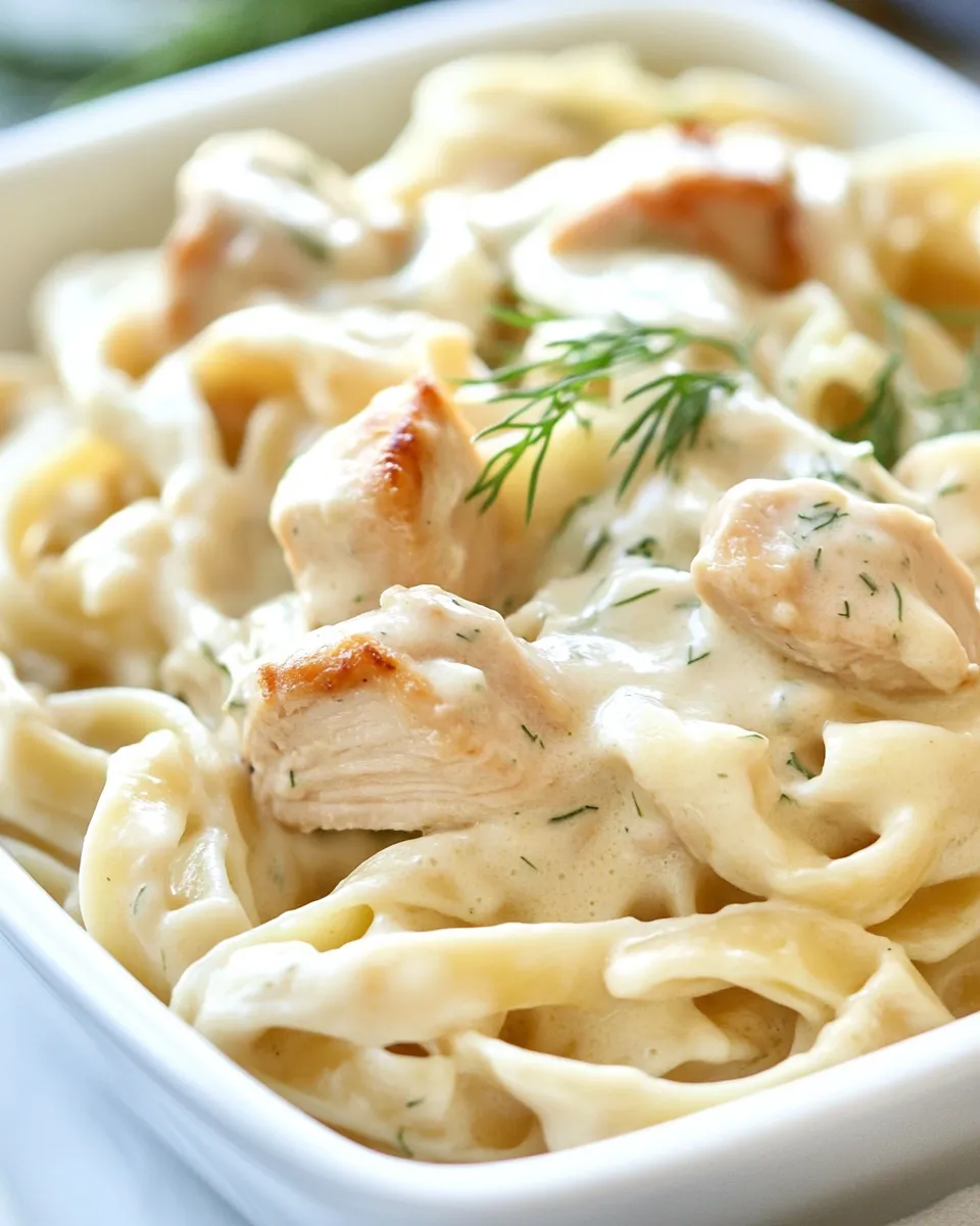Quick Creamy Dill Chicken Pasta Recipe shot