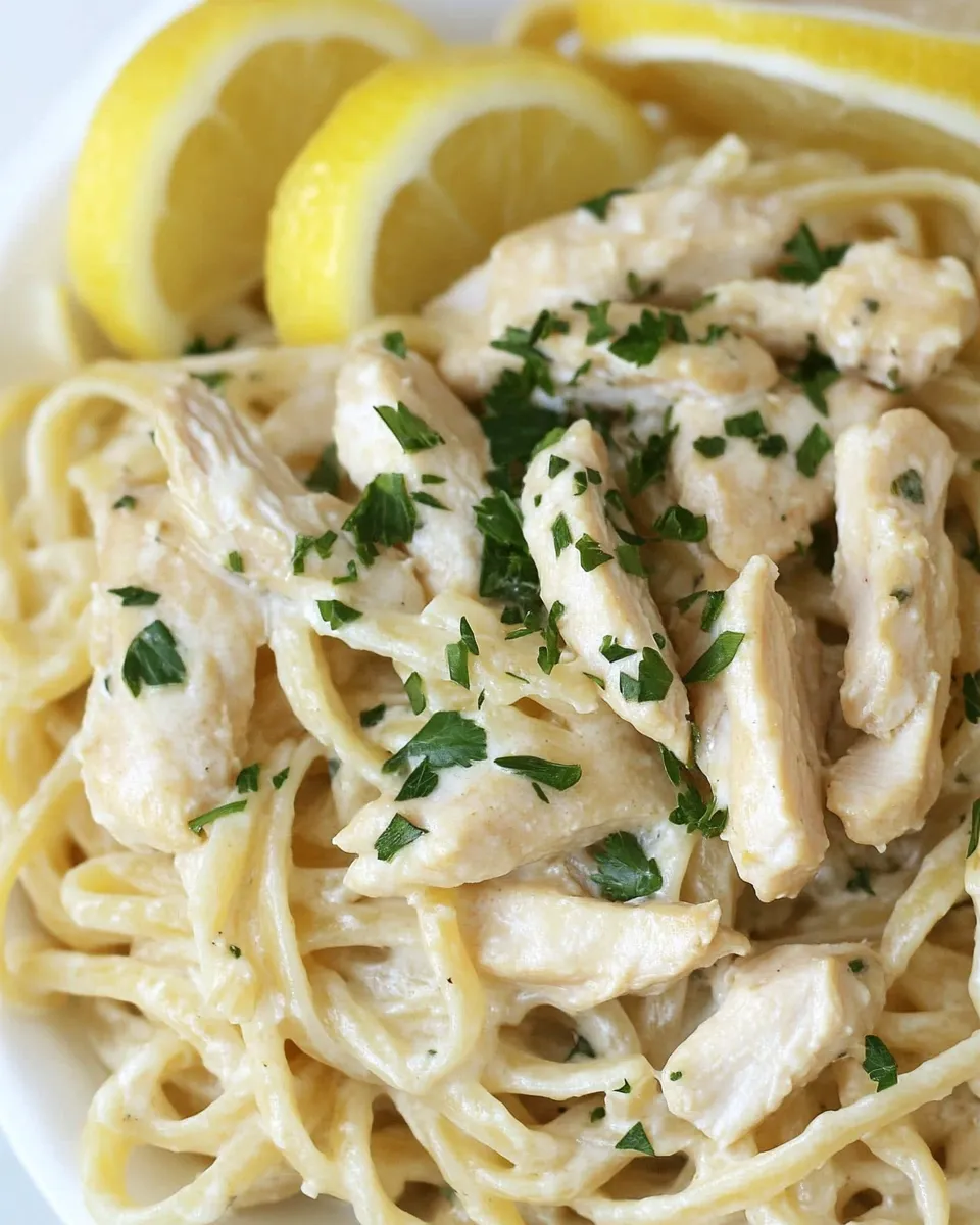 Delicious Creamy Lemon Chicken Pasta shot