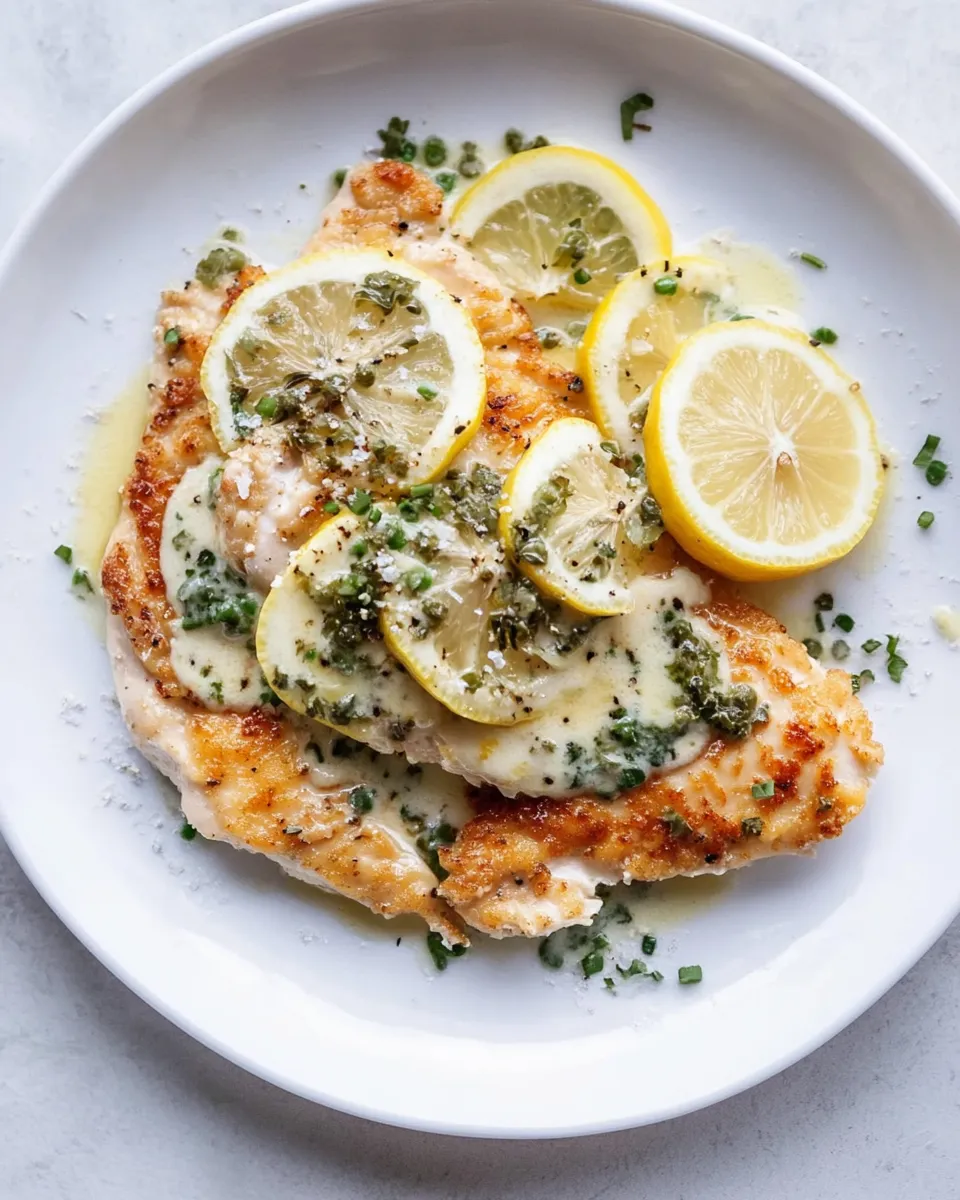 Delicious Creamy Lemon Chicken Piccata shot