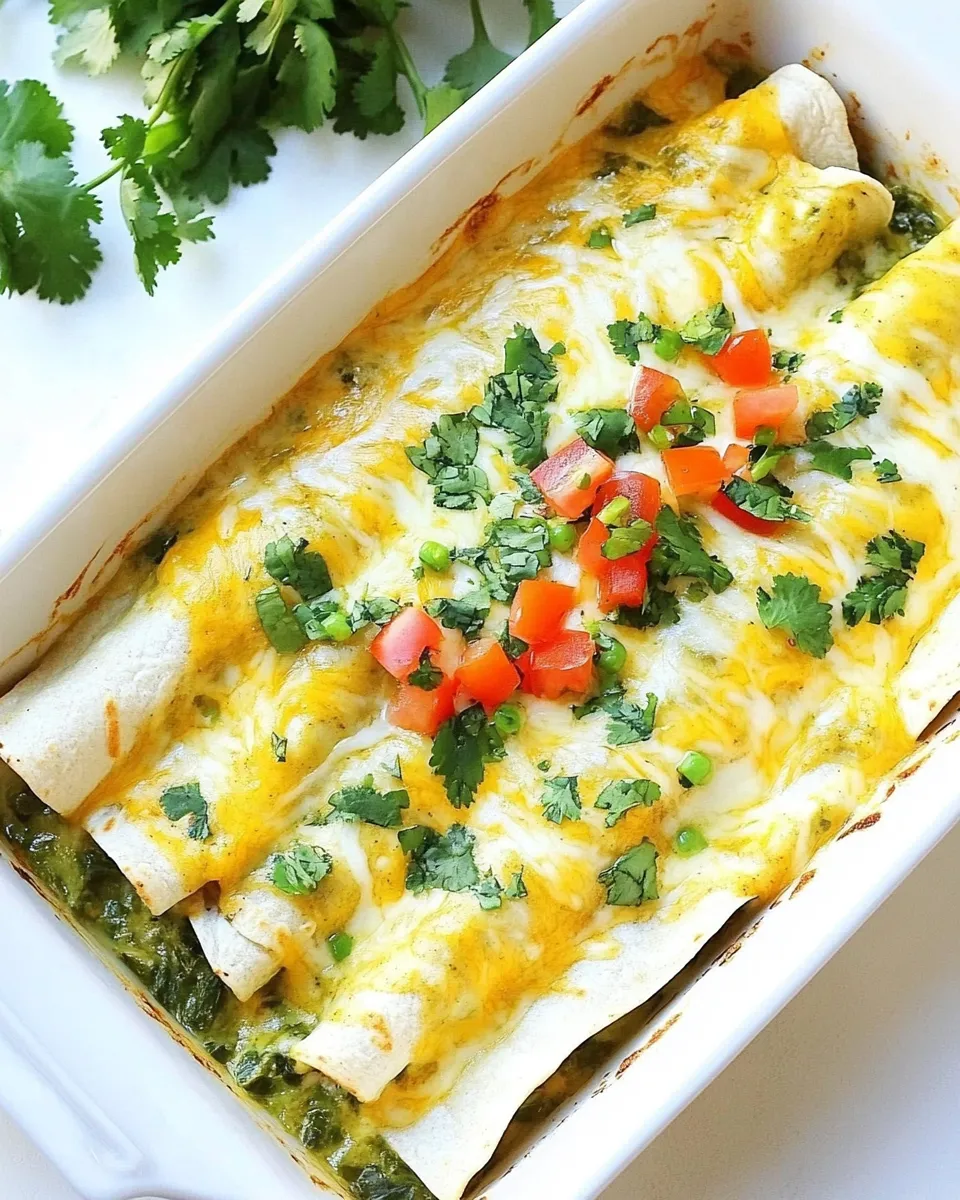 Delicious Creamy Spinach and Cheese Green Chile Enchiladas image