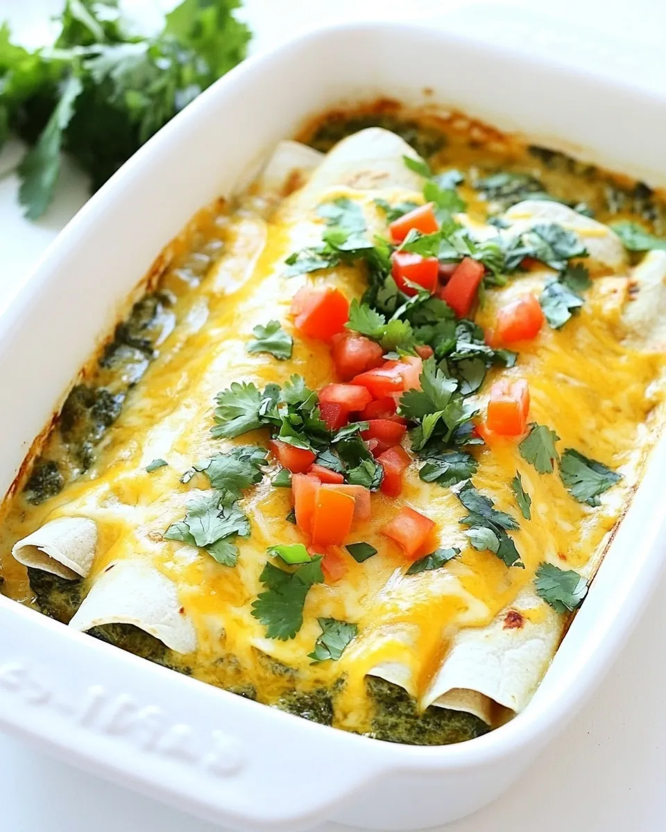 Easy Creamy Spinach and Cheese Green Chile Enchiladas recipe photo