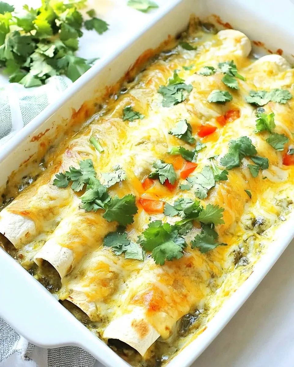 Best Creamy Spinach and Cheese Green Chile Enchiladas shot