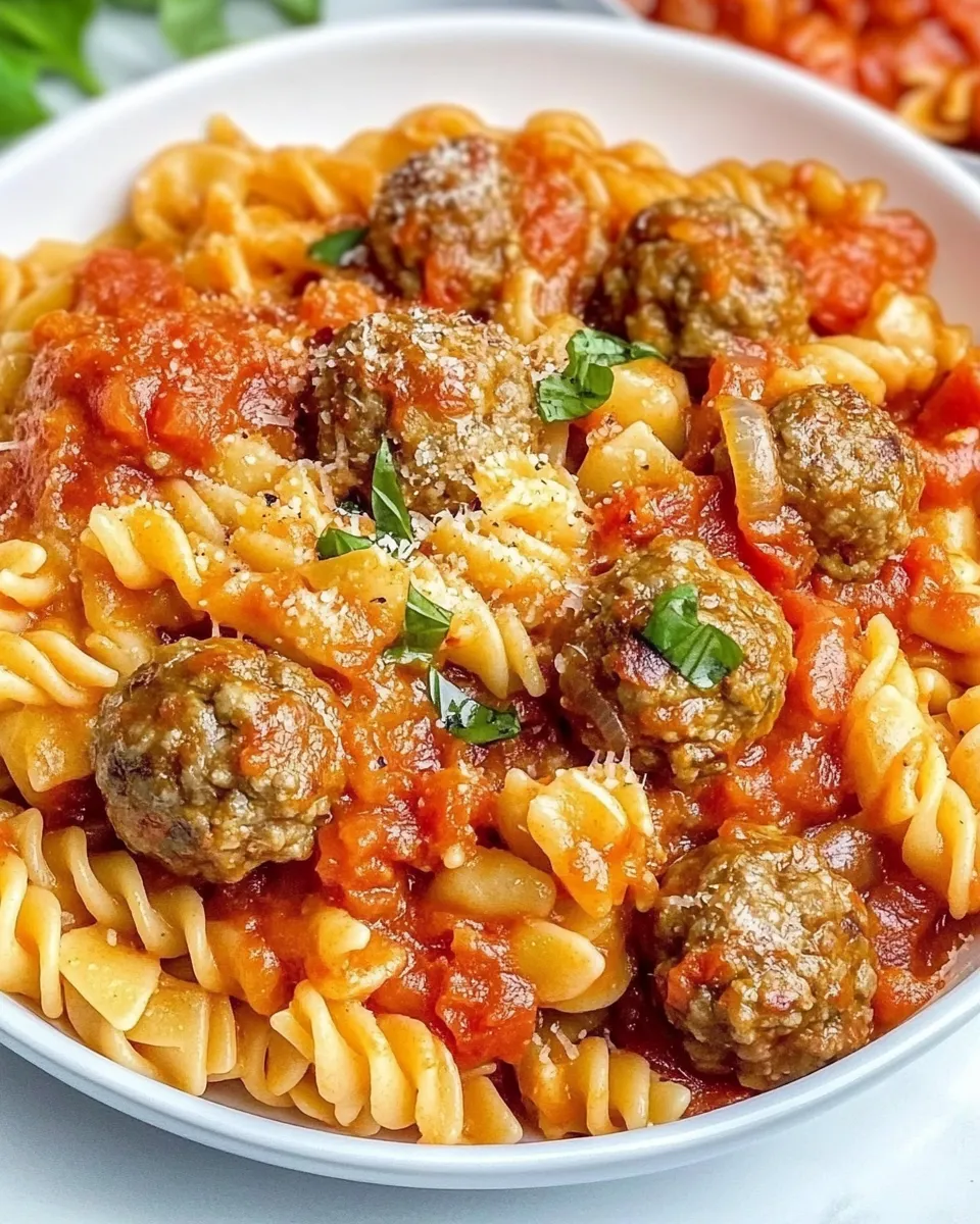 Classic Creamy Tomato & Onion Pasta (Pink Sauce) with Meatballs image