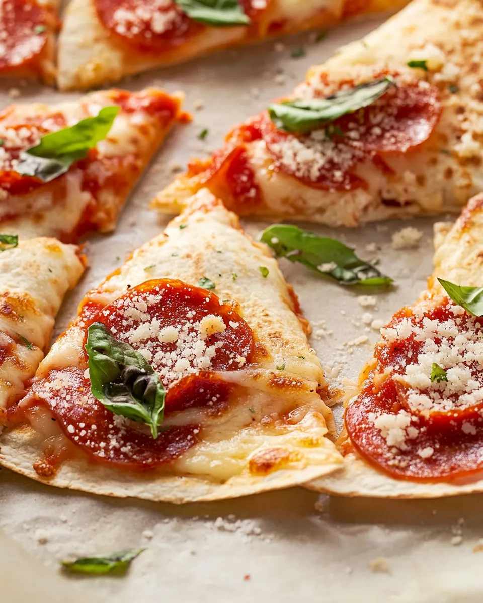 Quick Crispy Baked Pizza Chicken Quesadillas. recipe photo