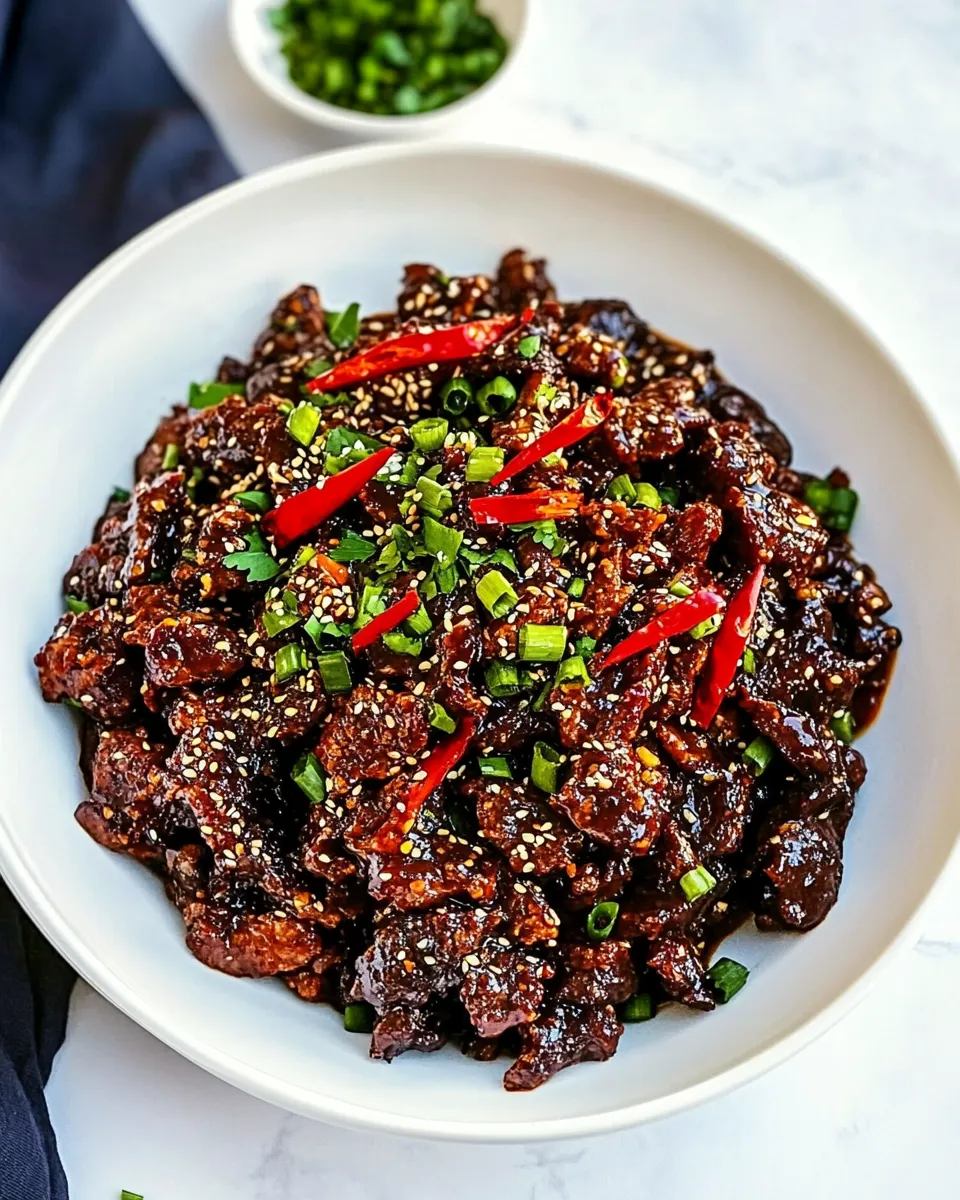 Delicious Crispy Chili Beef shot