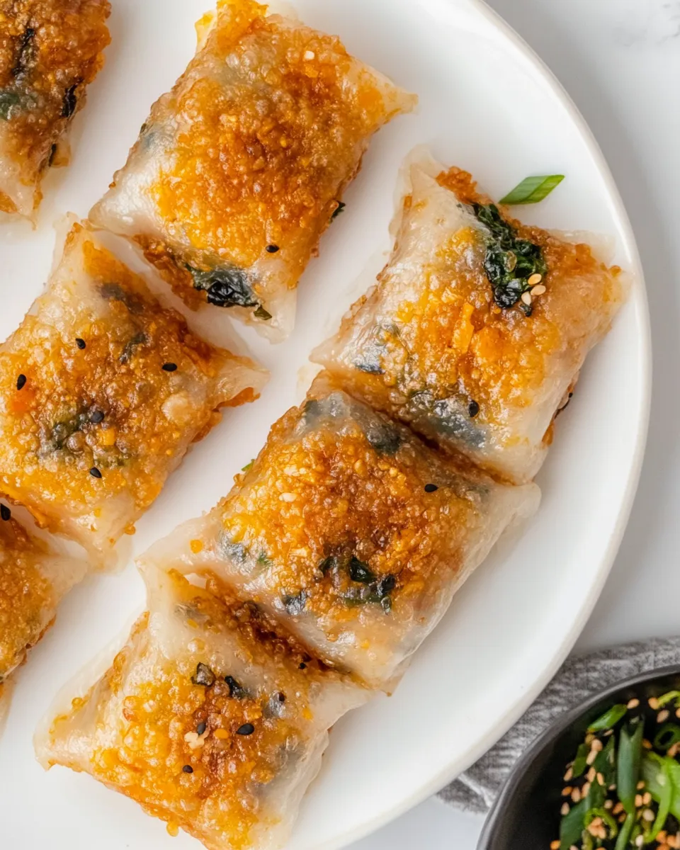 Easy Crispy Kimchi Rice Paper Dumplings shot