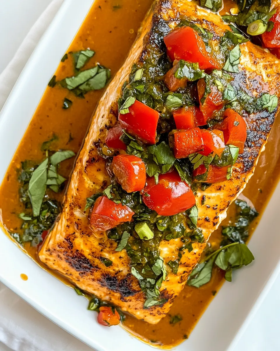 Easy Crispy Salmon with Roasted Red Pepper Sauce recipe photo