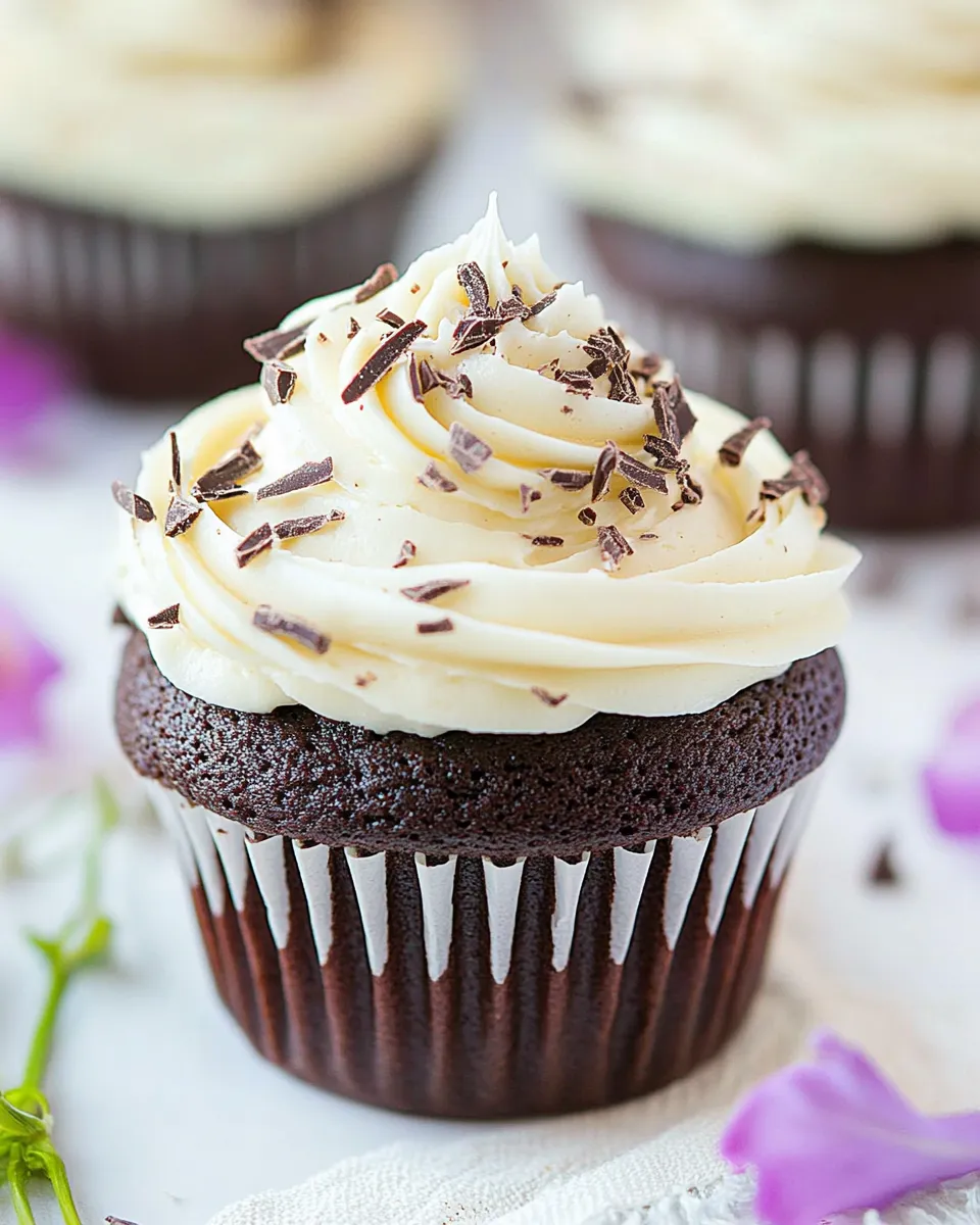 Easy Dark Chocolate Cupcakes with White Chocolate Frosting recipe photo