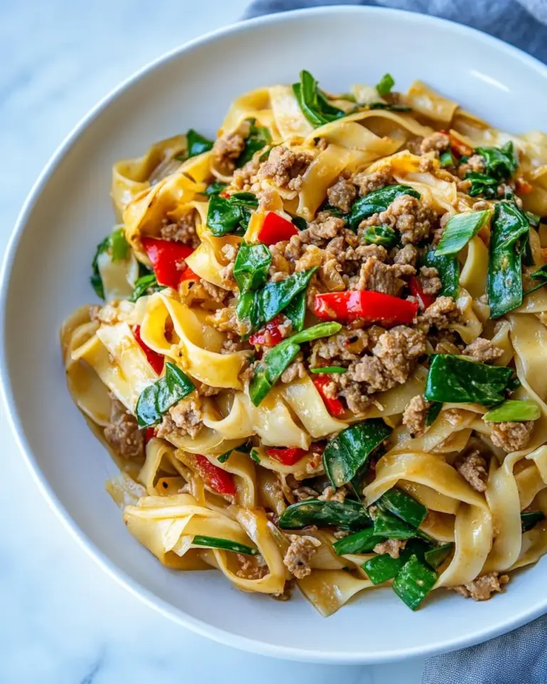 Homemade Drunken Noodles (Pad Kee Mao) with Ground Turkey photo