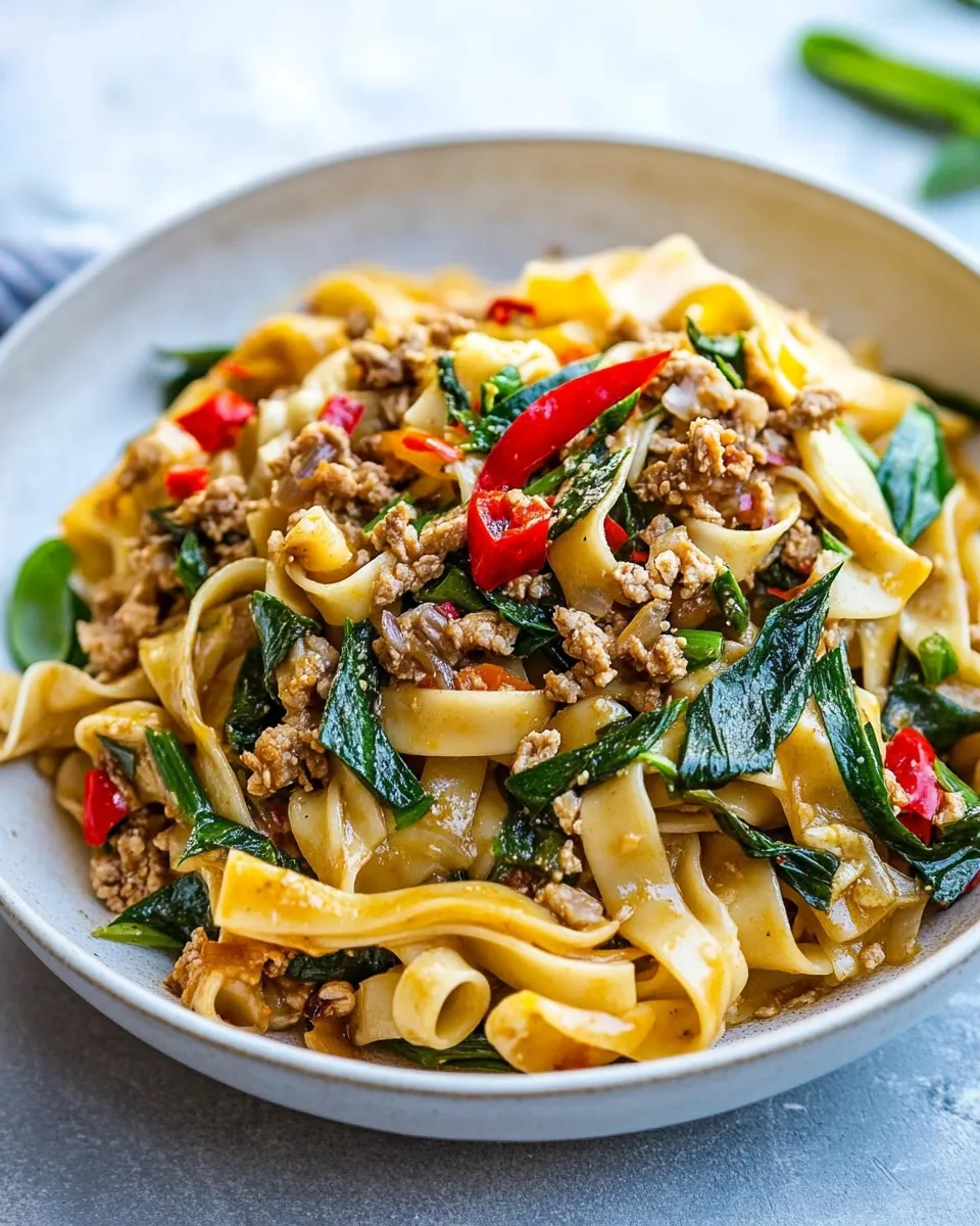 Easy Drunken Noodles (Pad Kee Mao) with Ground Turkey recipe photo