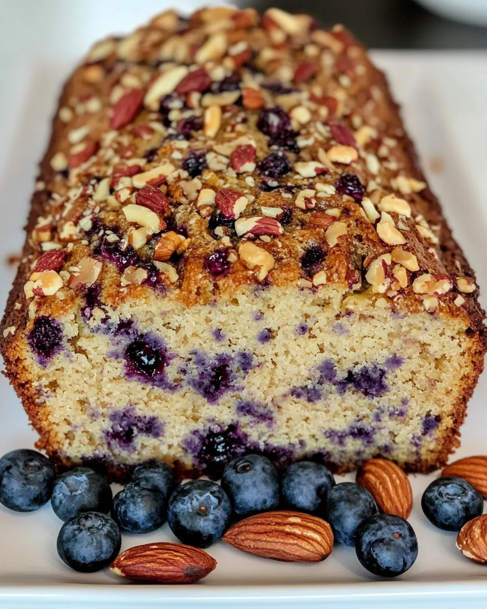 Homemade Easy Blueberry Banana Bread With Toasted Nuts image