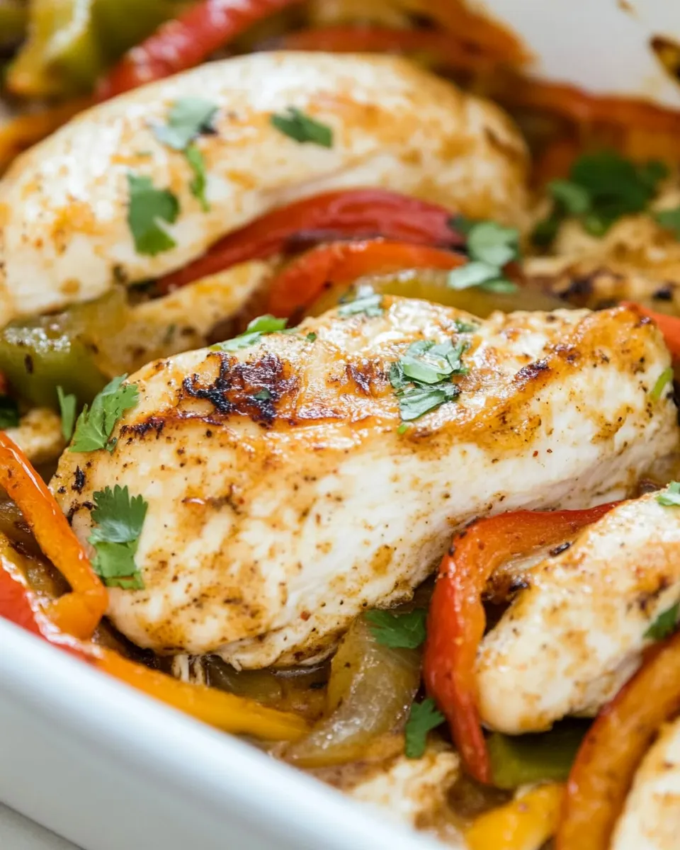 Quick Easy Cheesy Baked Fajita Chicken food shot