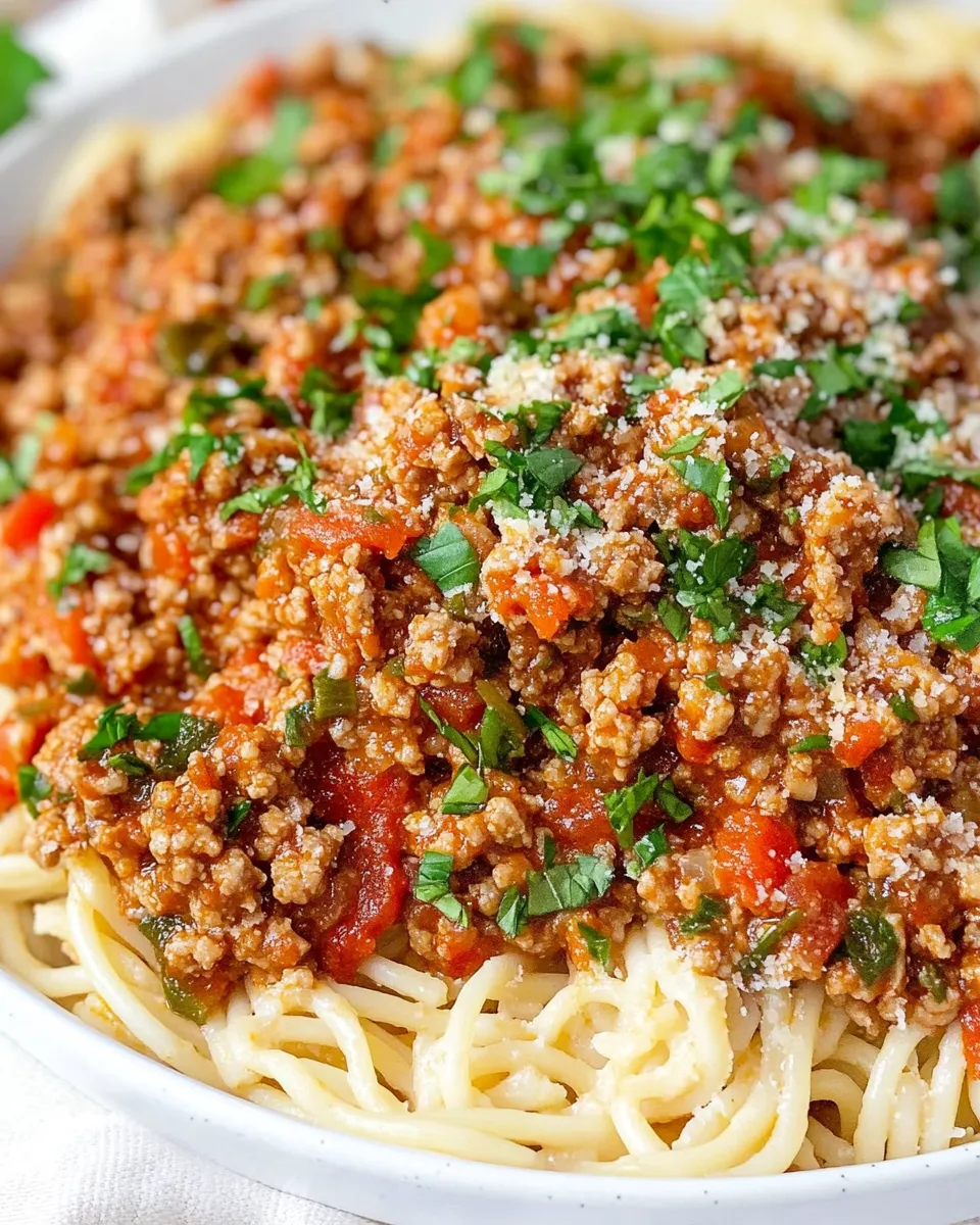 Quick Easy Ground Turkey Bolognese shot