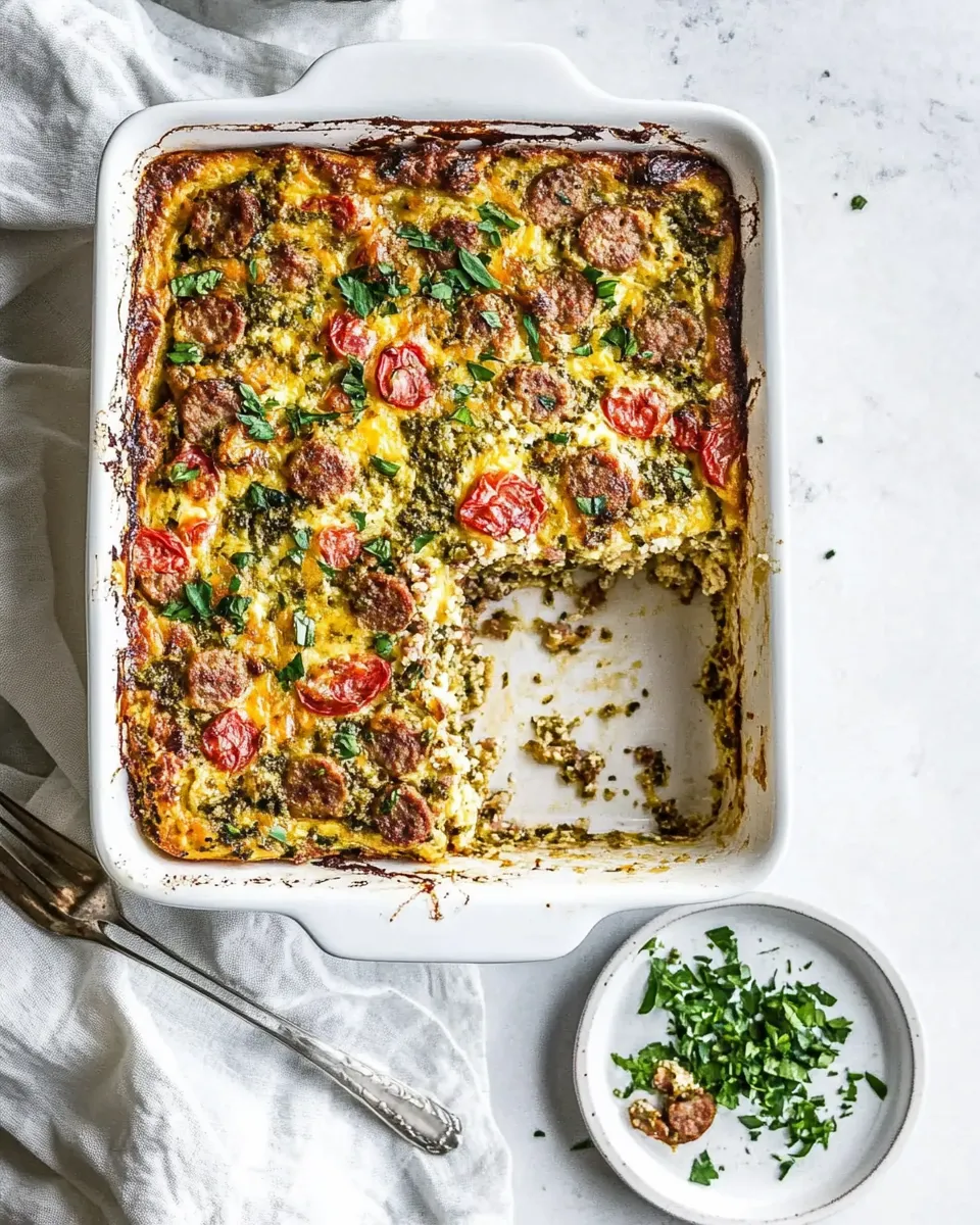 Homemade Easy Low-Carb Keto Breakfast Casserole with Sausage photo