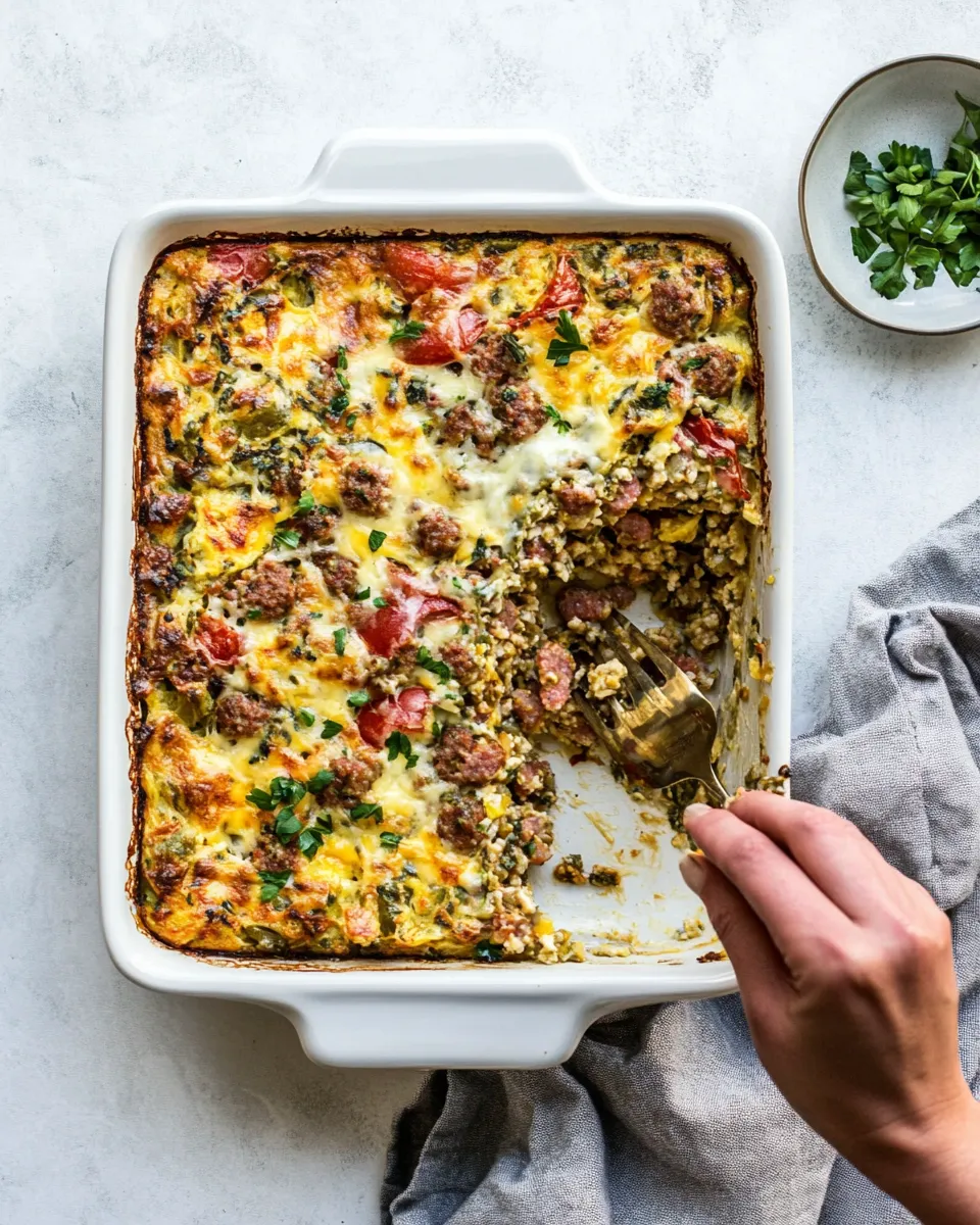 Quick Easy Low-Carb Keto Breakfast Casserole with Sausage shot