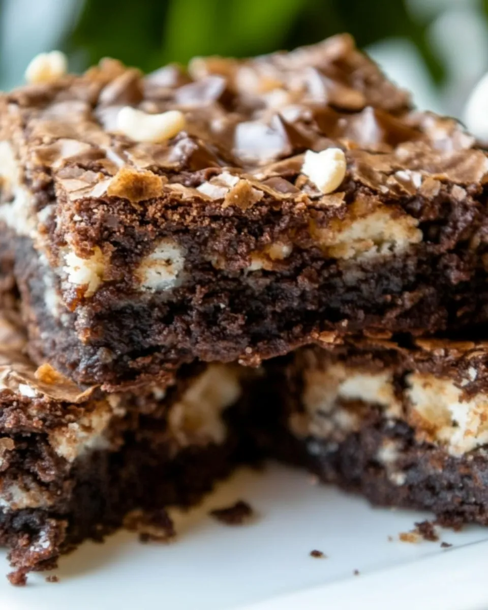 Quick Easy Macaroon Brownies shot