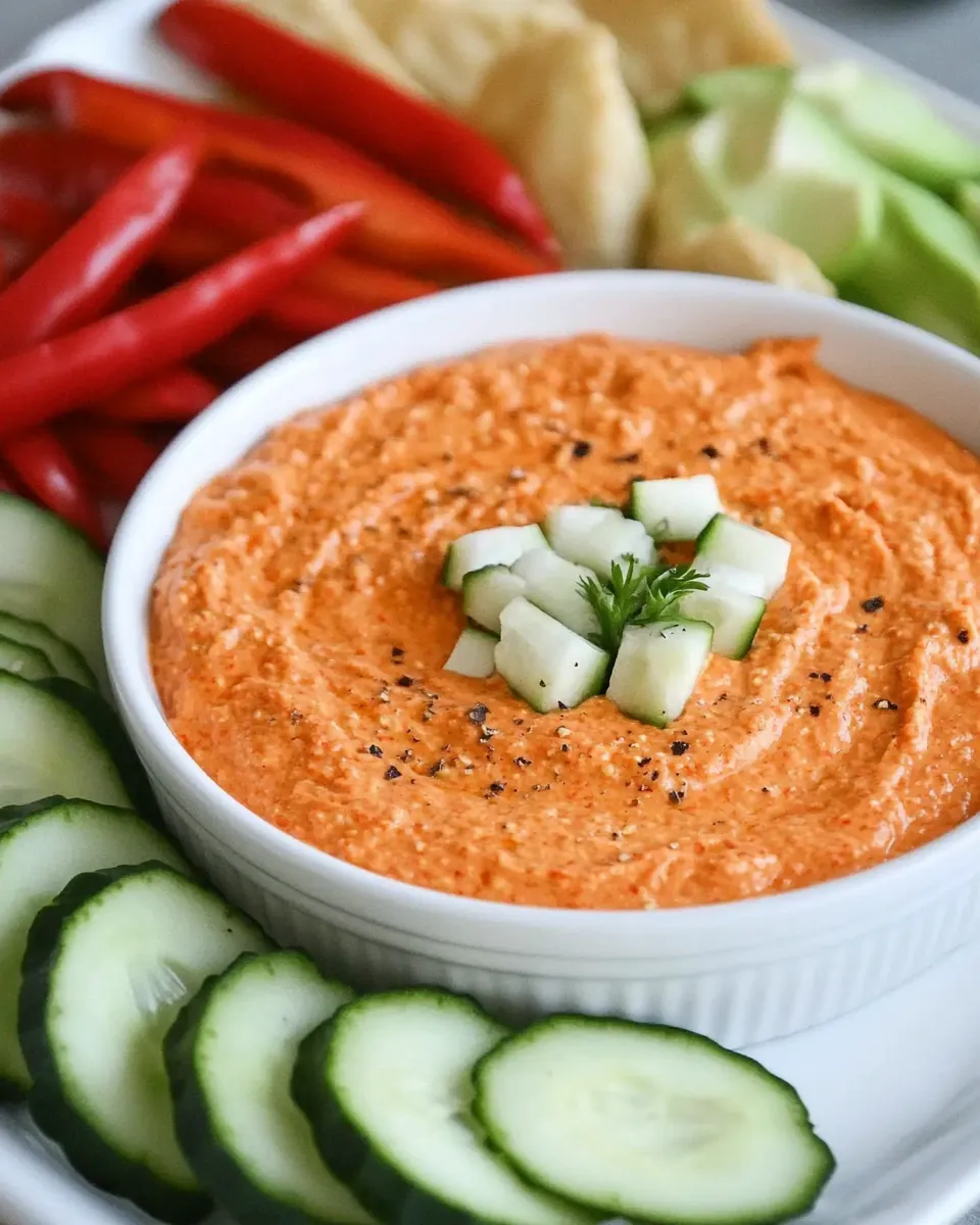 Quick Easy Roasted Red Pepper Dip shot