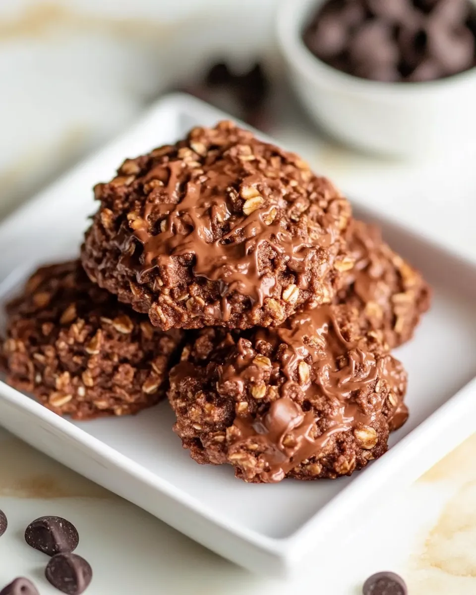 Easy Flourless Double Chocolate Peanut Butter Oatmeal Cookies recipe photo