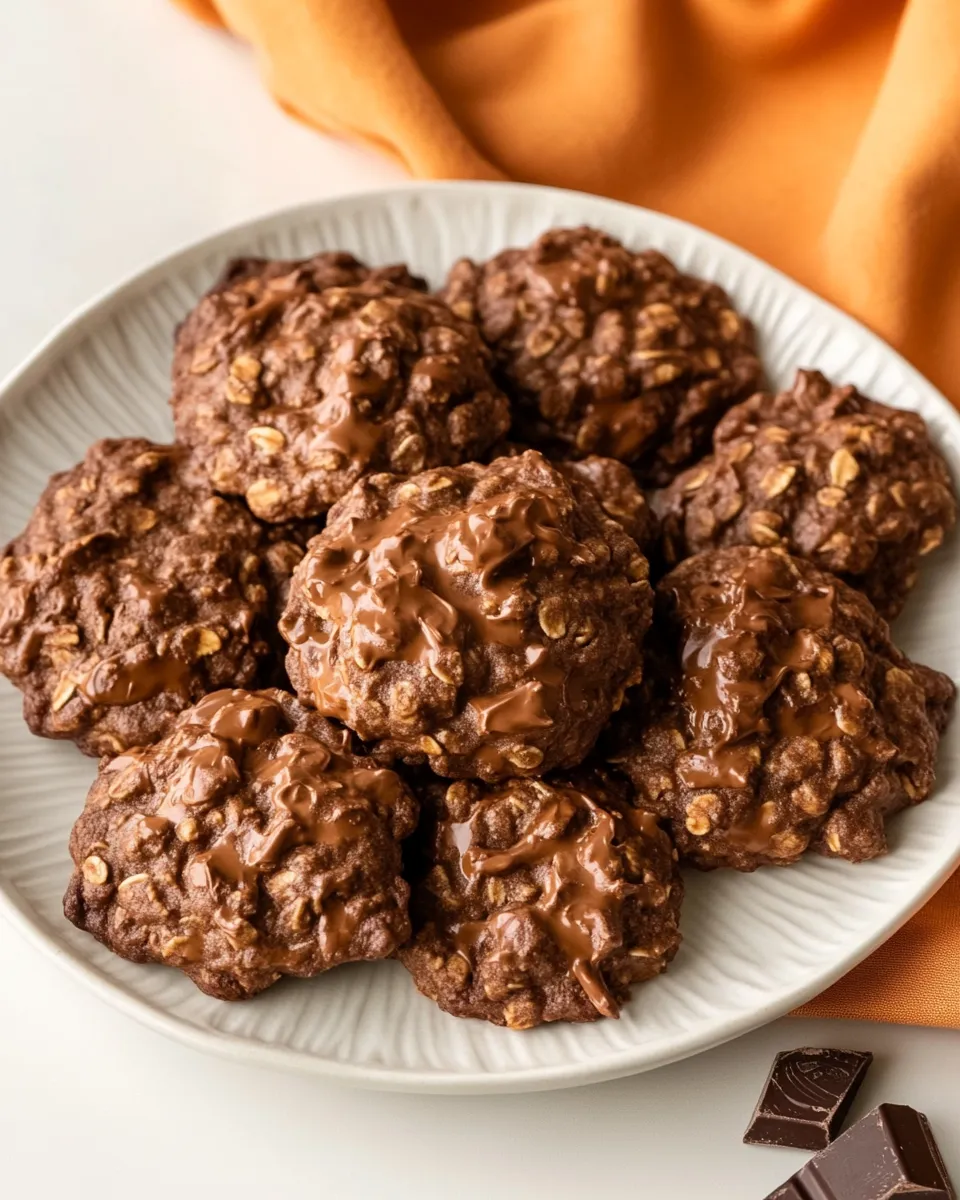 Tasty Flourless Double Chocolate Peanut Butter Oatmeal Cookies shot