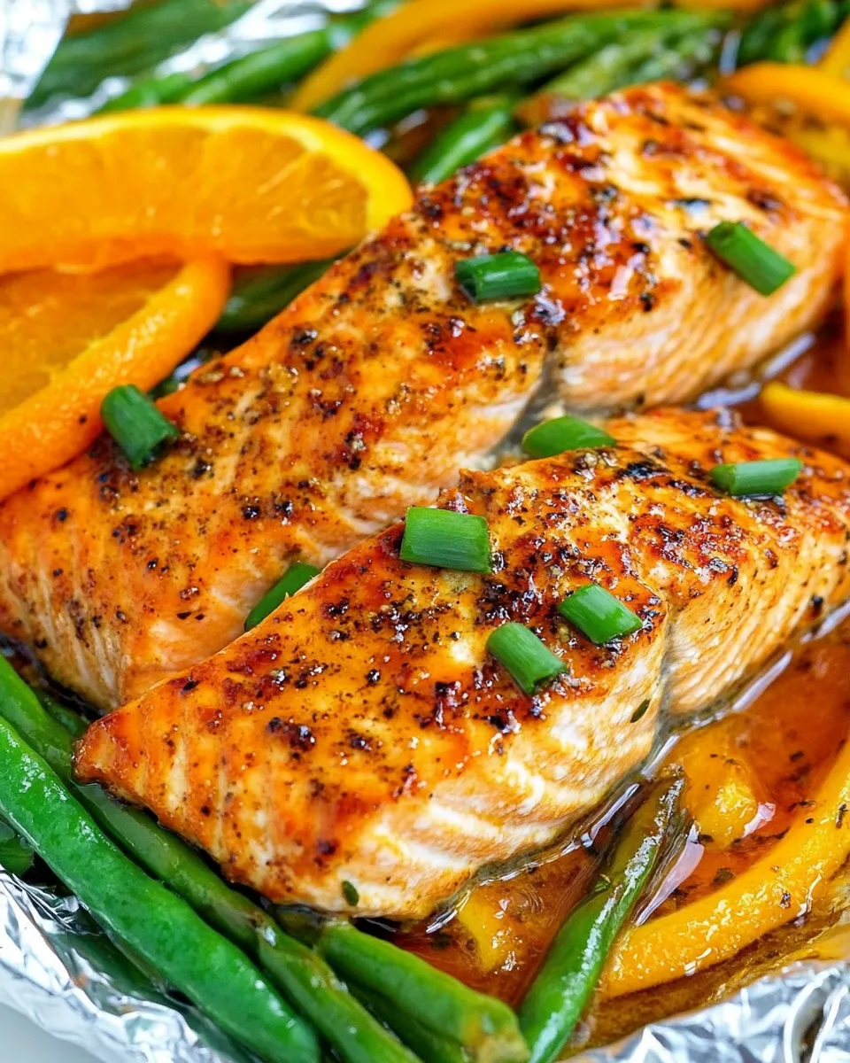 Quick Foil Pack Orange Molasses Salmon shot