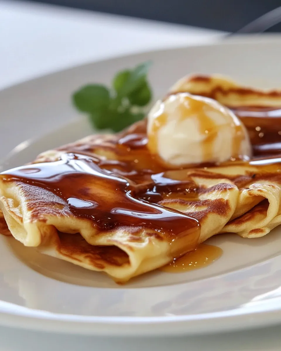 Easy French Crpes w/ Vanilla Bean Ice Cream and Orange Jelly shot