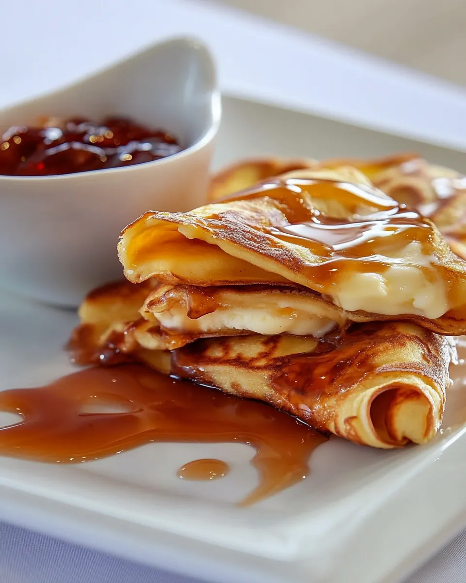 Best French Crpes w/ Vanilla Bean Ice Cream and Orange Jelly recipe photo