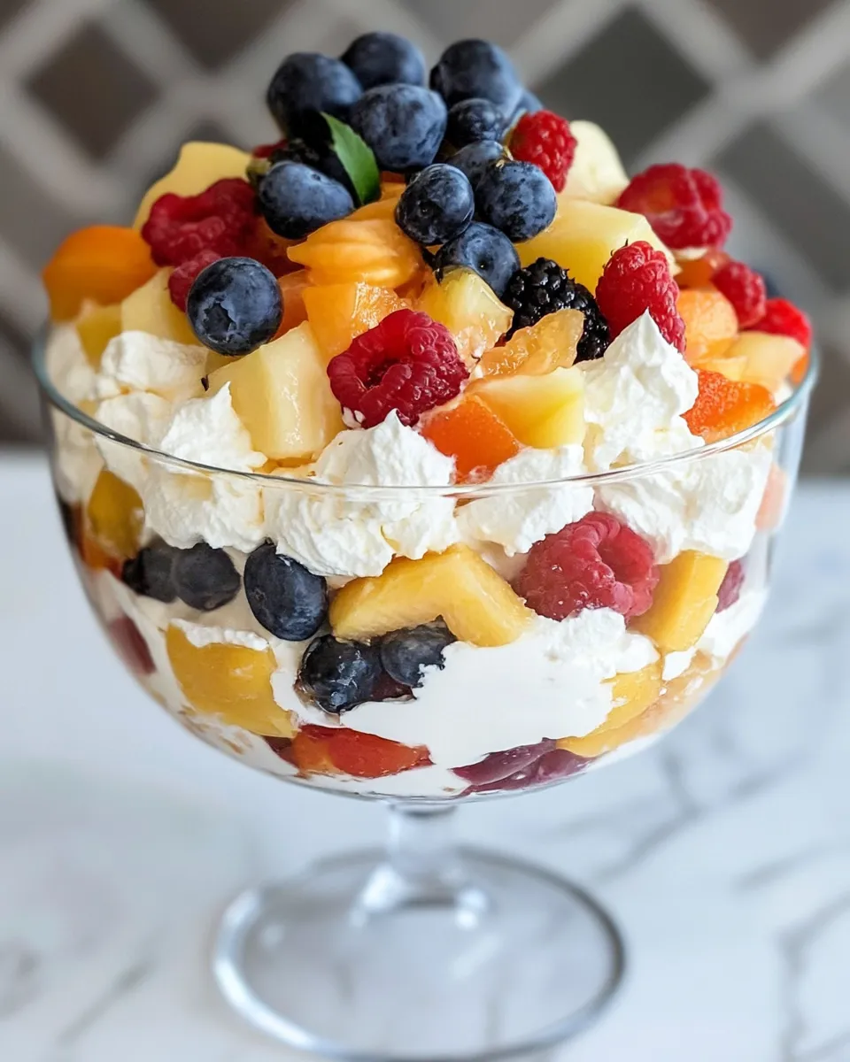 Delicious Fruit Trifle shot