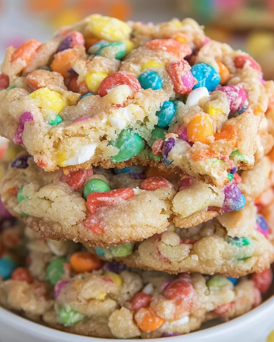 Delicious Fruity Pebble Pudding Cookies image