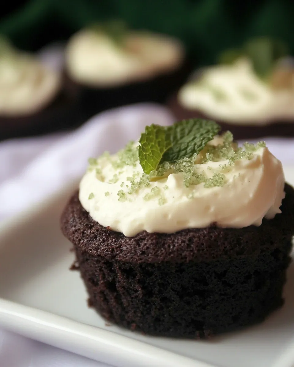 Ultimate Fudgy Brownie Cupcakes with fresh whipped cream mint topping recipe photo