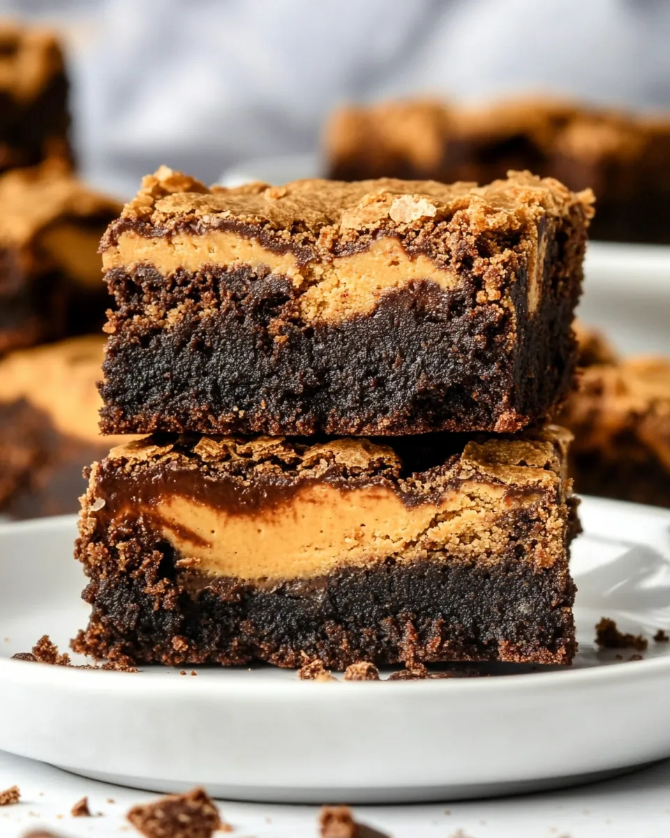 Classic Fudgy Peanut Butter Swirl Brownies image
