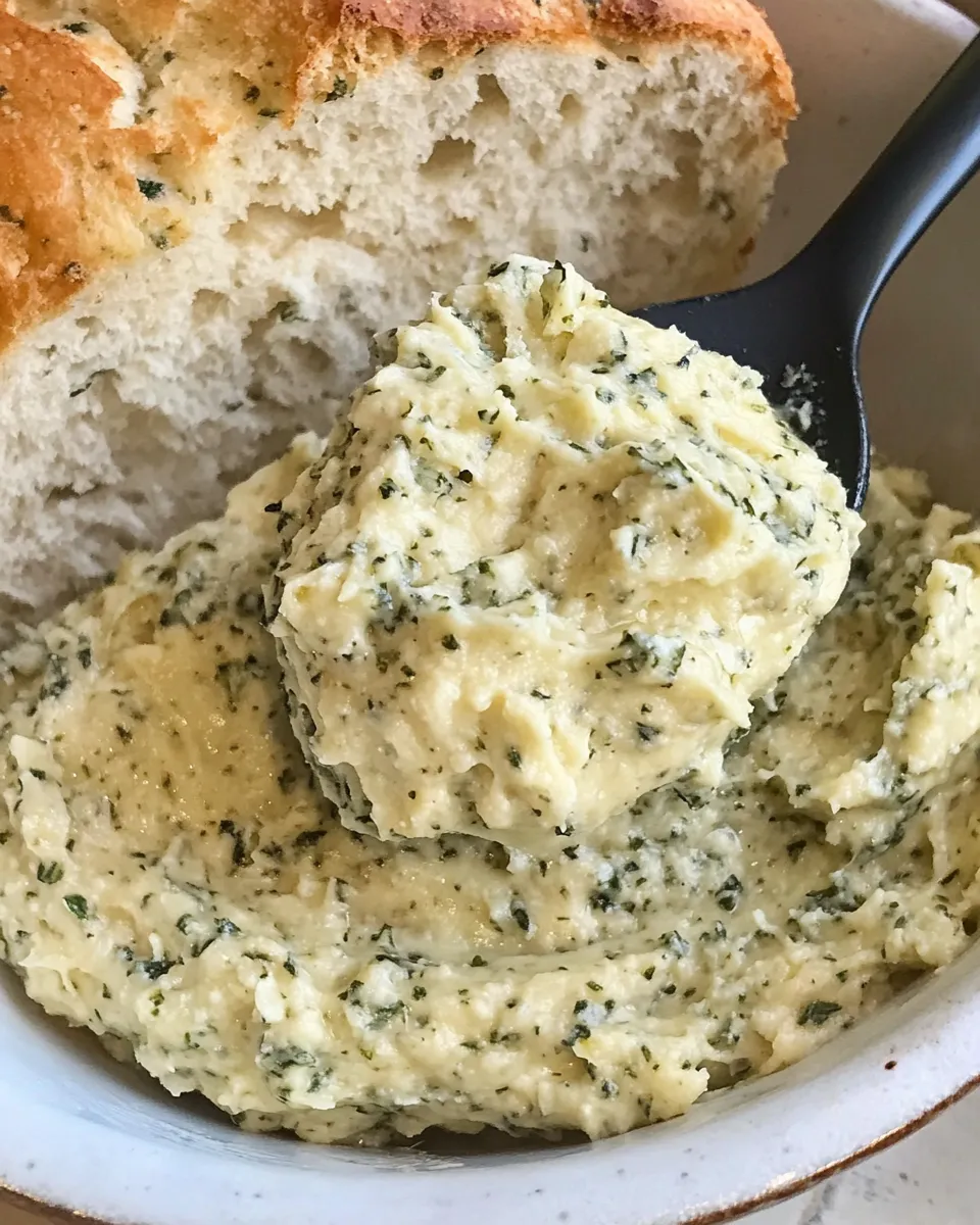 Delicious Garlic Bread Spread shot