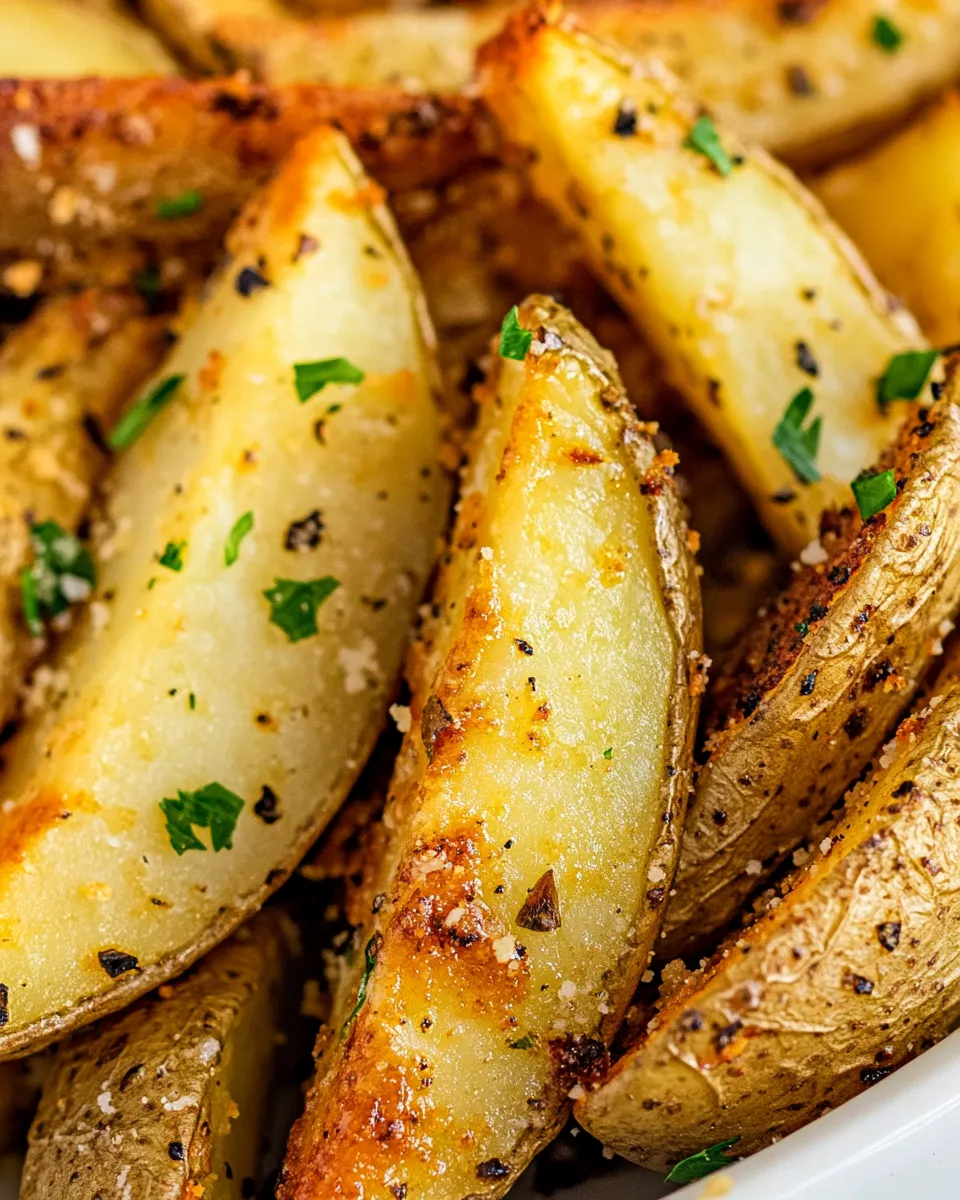 Delicious Garlic Parmesan Potato Wedges shot