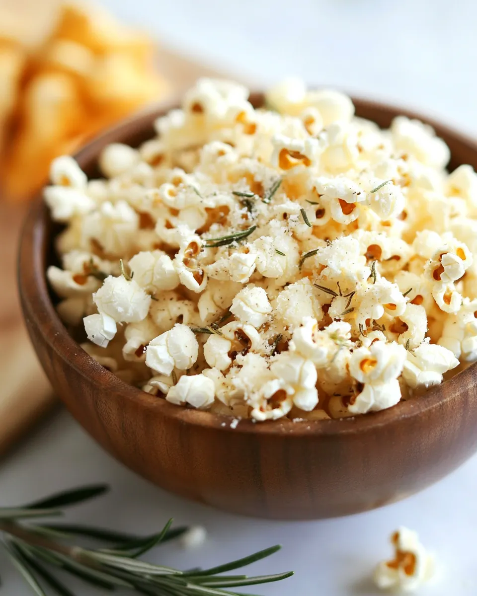 Delicious Garlic Rosemary Parmesan Popcorn shot