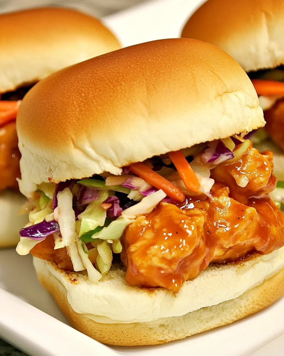 Easy General Tsos Chicken Sliders With Crunchy Slaw recipe photo