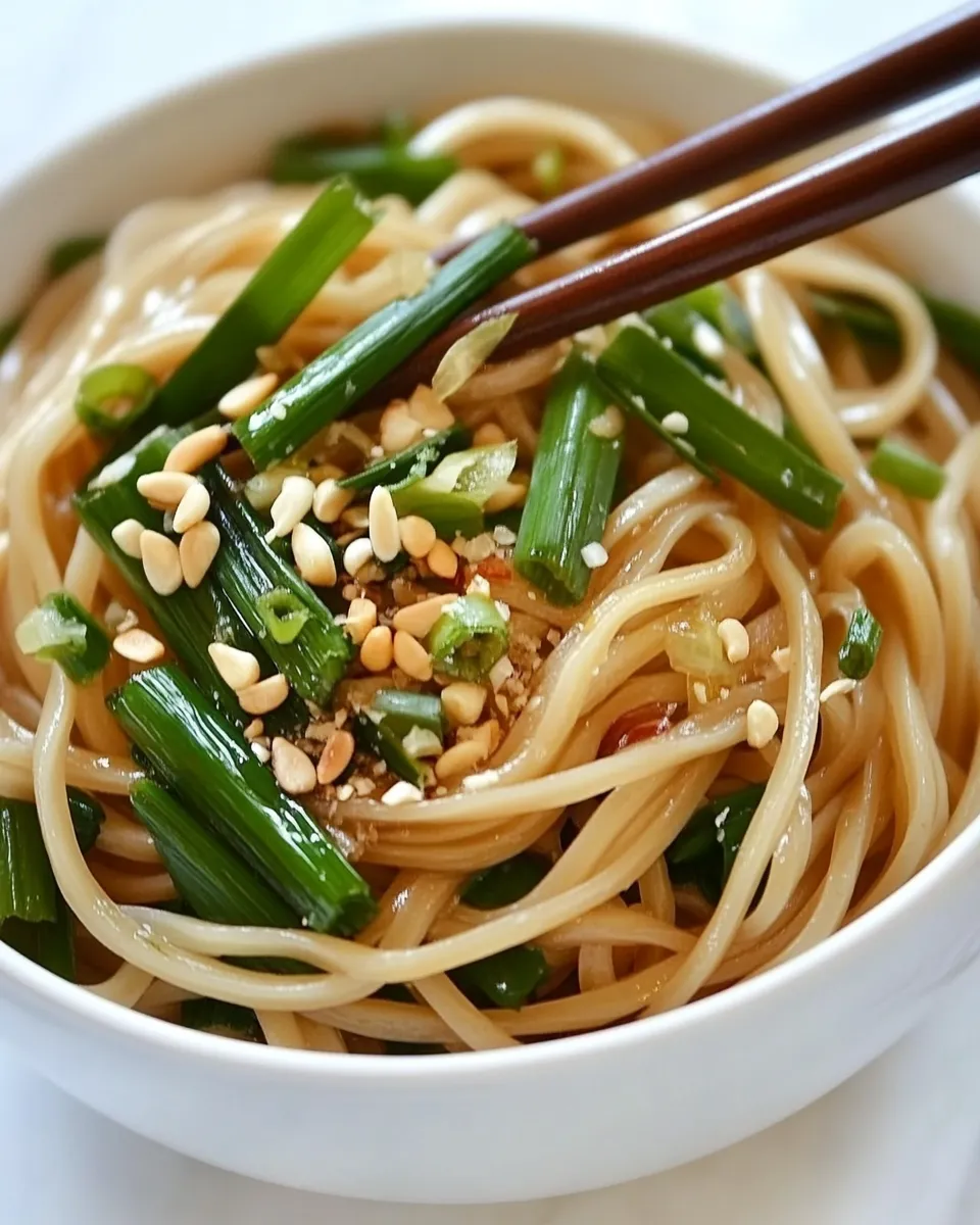 Delicious Ginger Scallion Noodles shot