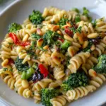 Homemade Goat Cheese Pasta, Broccoli, and Pine Nuts photo