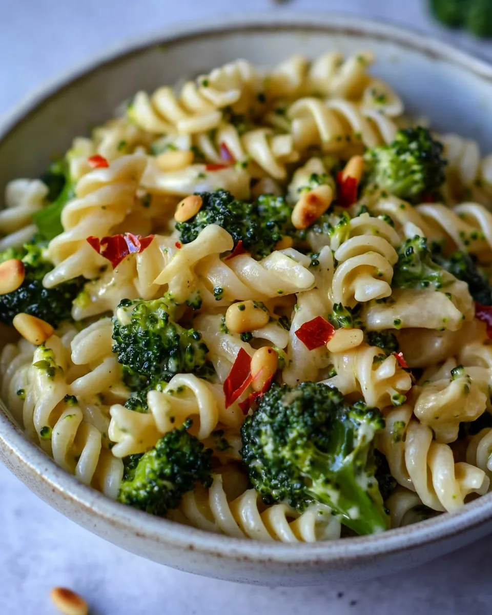 Easy Goat Cheese Pasta, Broccoli, and Pine Nuts recipe photo