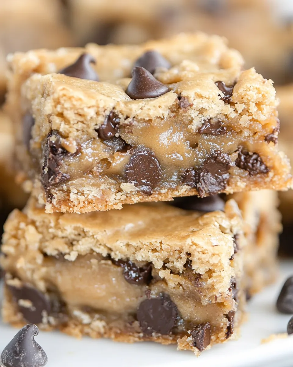 Delicious Gooey Peanut Butter Chocolate Chip Cookie Bars shot