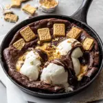 Fresh Gooey Smores Skillet Brownie. recipe photo