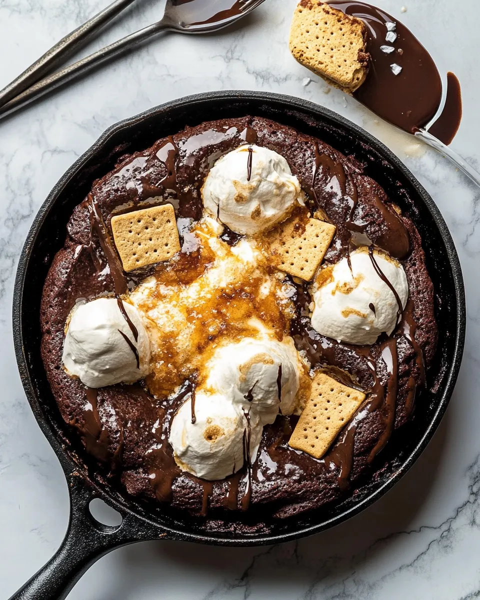 Quick Gooey Smores Skillet Brownie. picture