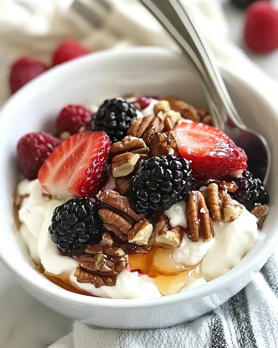 Delicious Greek Yogurt with Berries, Nuts and Honey image