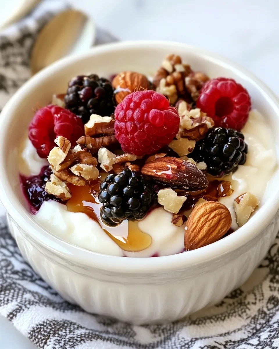 Easy Greek Yogurt with Berries, Nuts and Honey recipe photo