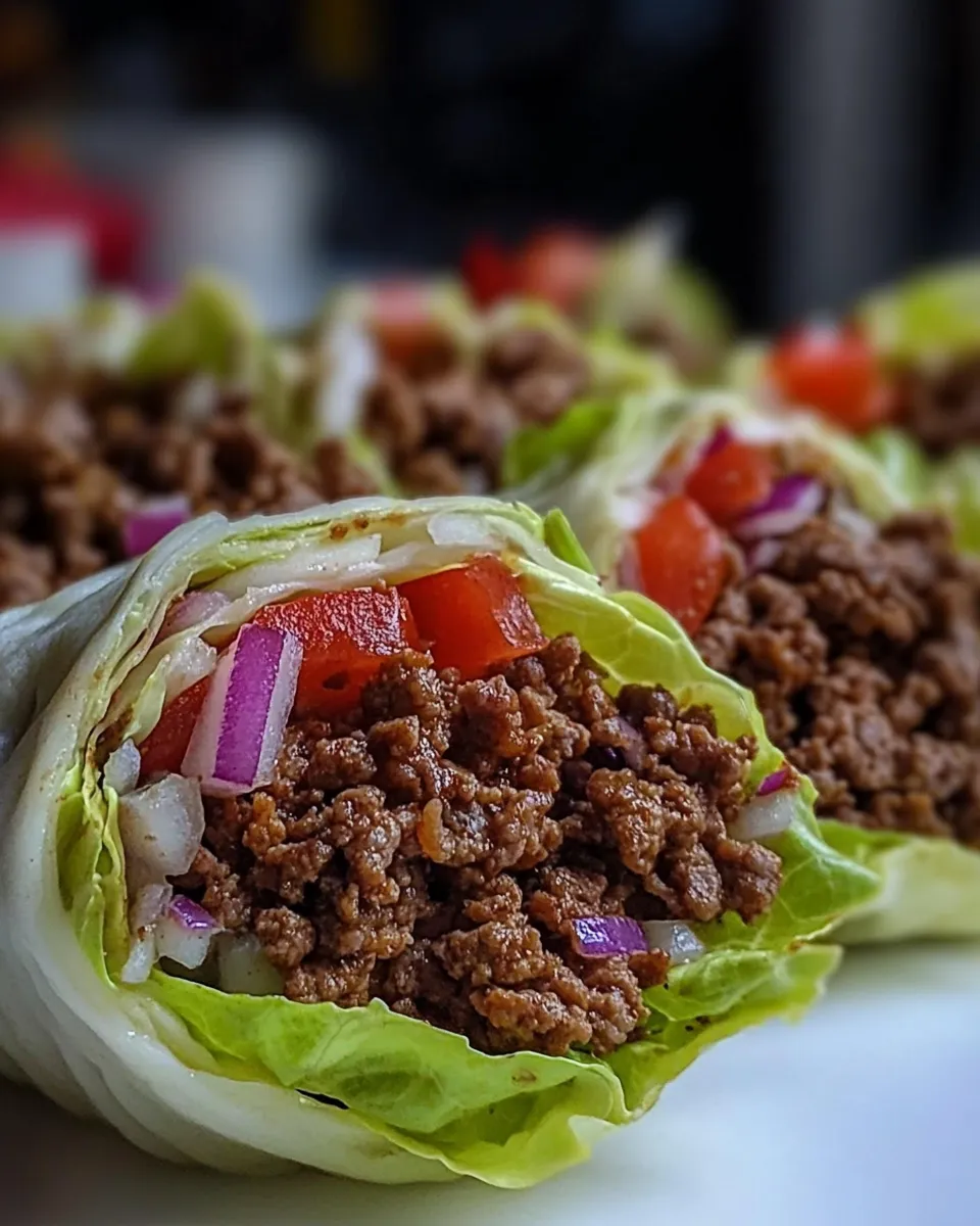 Delicious Ground Beef Lettuce Wraps shot