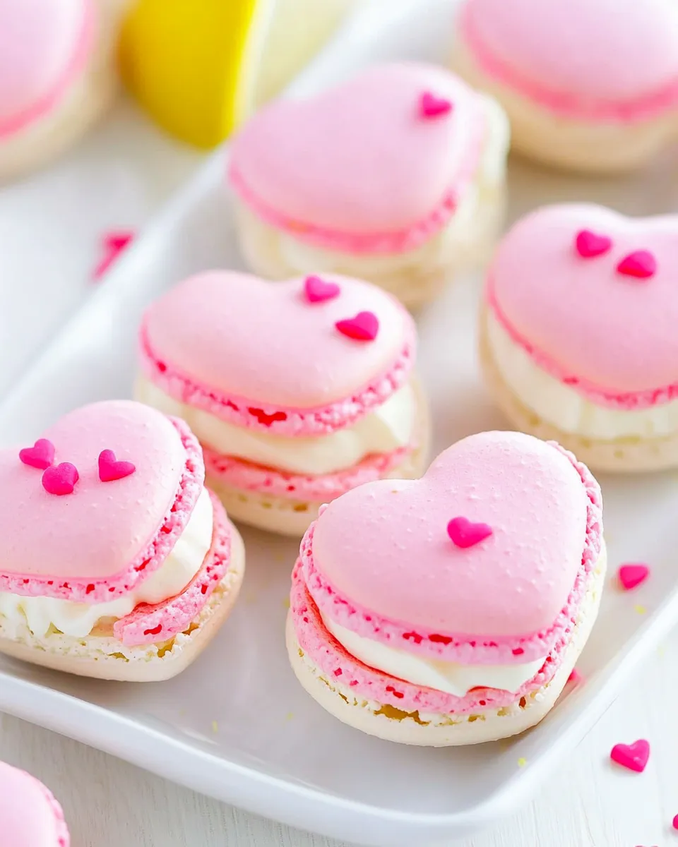 Classic Heart Macarons with Lemon Buttercream image