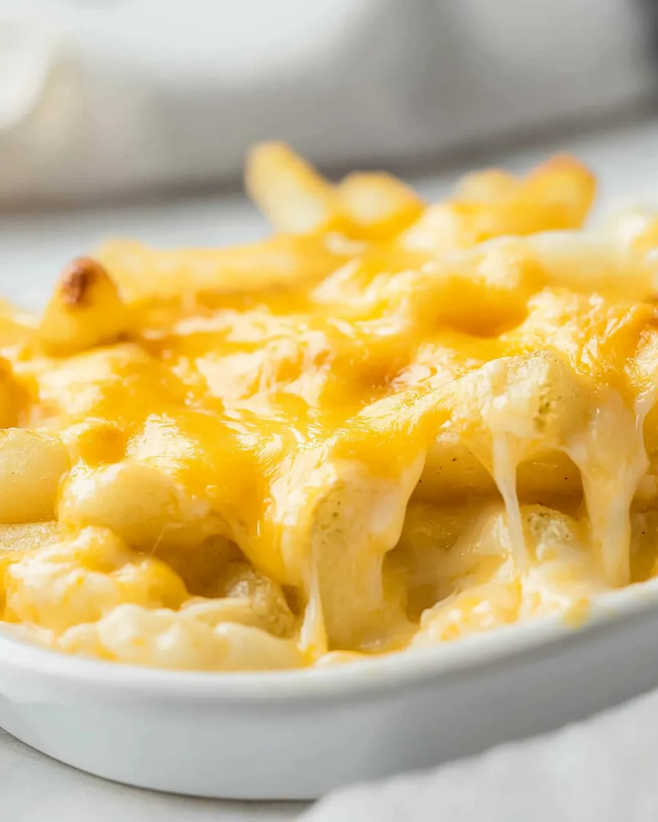 Classic Homemade Cheese Fries Recipe food shot
