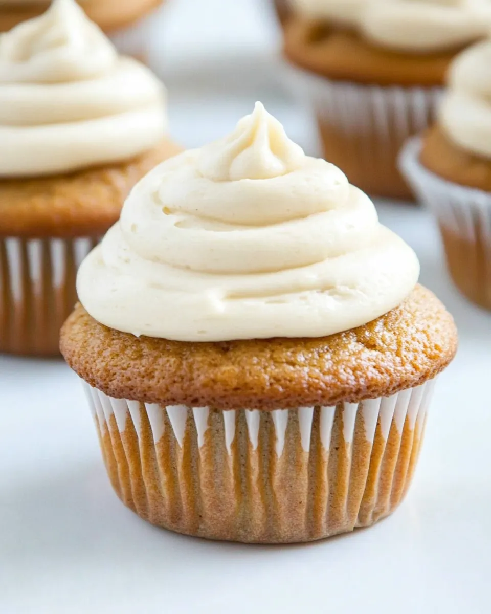 Delicious Honey Cupcakes with Vanilla Frosting shot