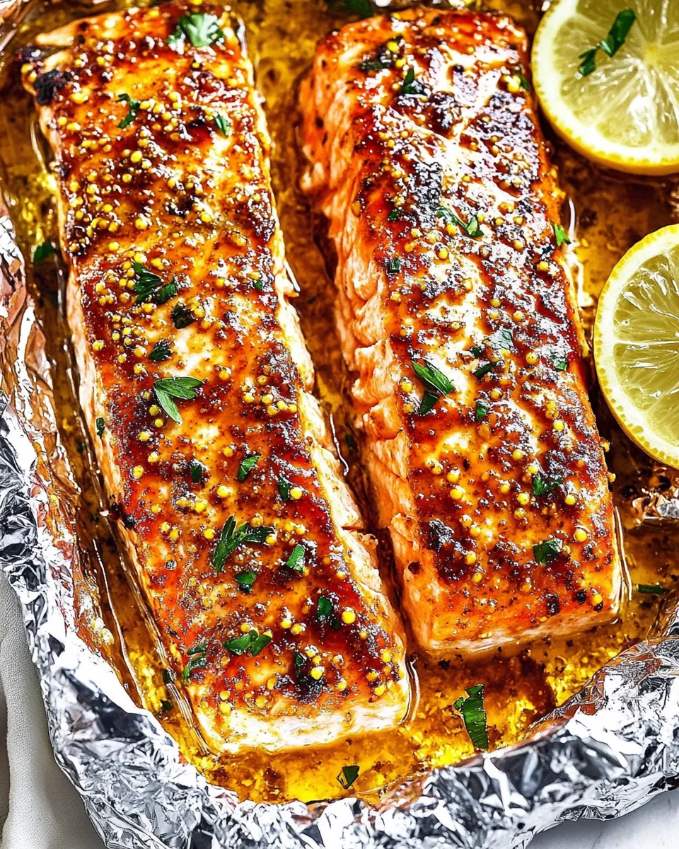 Easy Honey Mustard Salmon In Foil recipe photo