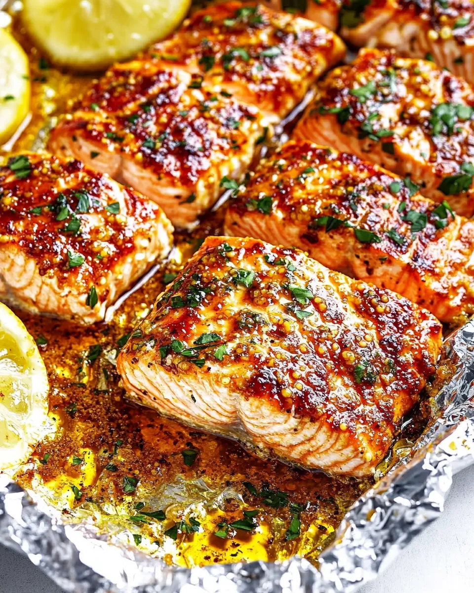 Delicious Honey Mustard Salmon In Foil shot
